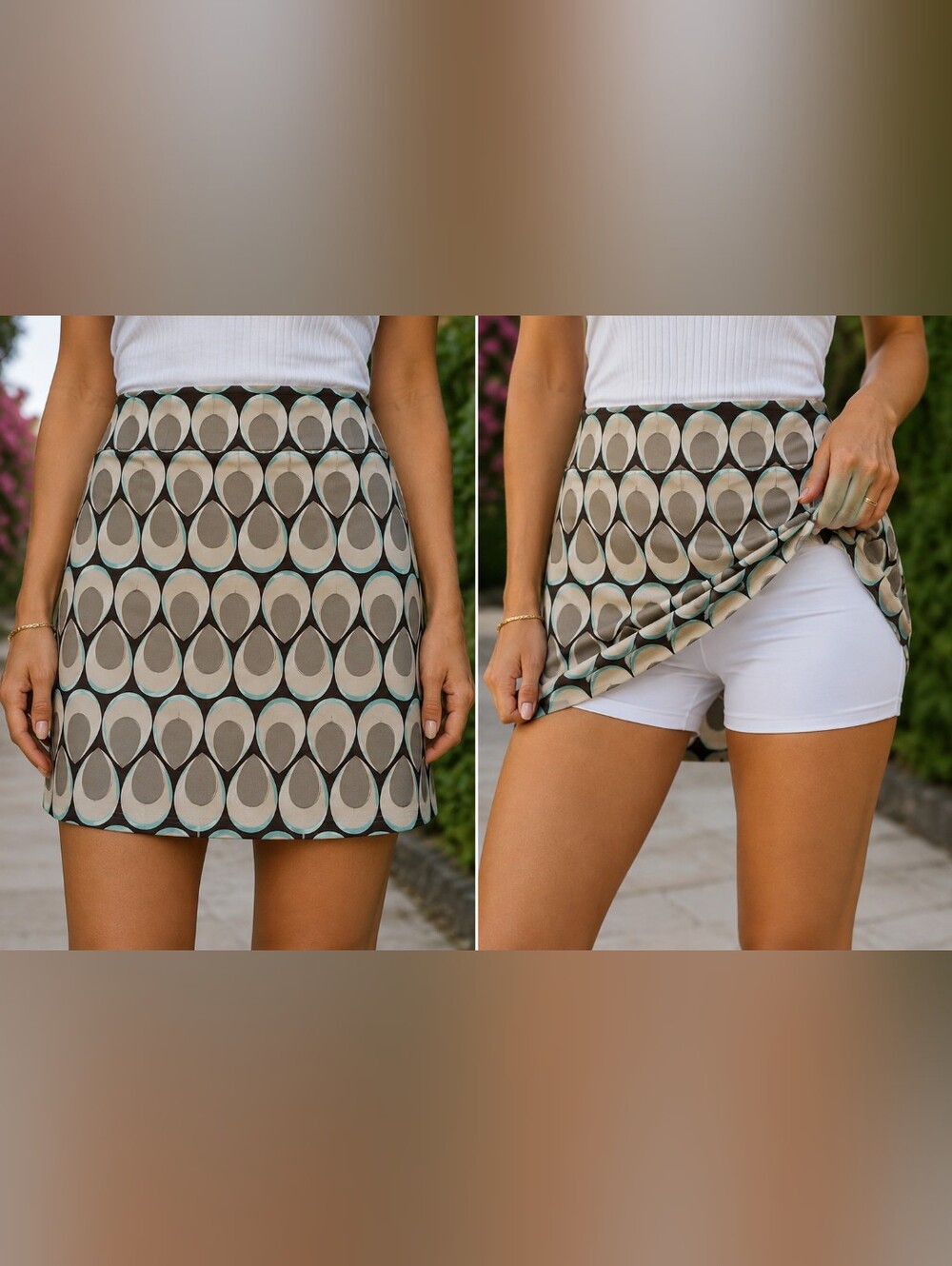 B-Skinz Women Skort XL Geometric Print Pull-On Tennis Pickleball Golf Activewear